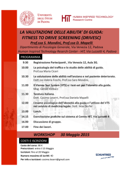 LA VALUTAZIONE DELLE ABILITA` DI GUIDA: FITNESS TO DRIVE