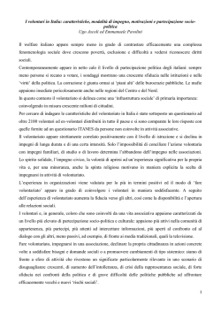 I volontari in Italia: caratteristiche, modalit&agrave; di impegno