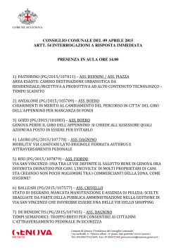 consiglio comunale del 09 aprile 2015 artt. 54 interrogazioni a