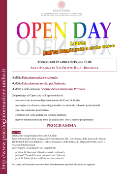 Programma Open Day L - LMCU sede Bologna