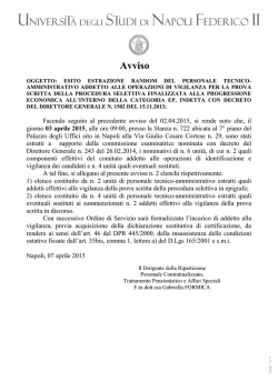 Avviso esito estrazione unita vigilanza prova scritta PEO cat. EP
