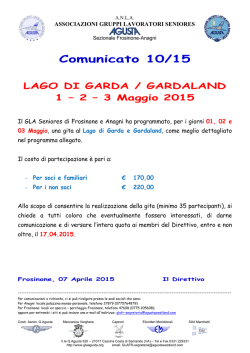 il gruppo lavoratori seniores agusta mv organizza per il giorno 21