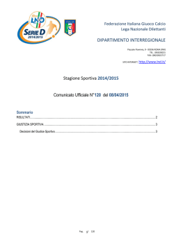 Comunicato Ufficiale n°120 del 08/04/2015