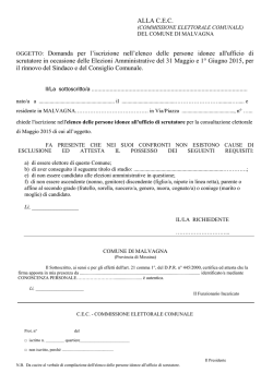 Domanda Scrutatori Elezioni Amministrative