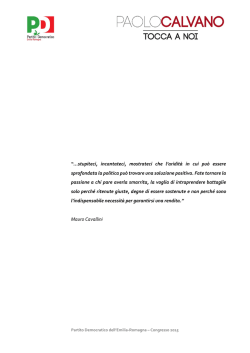il documento di Paolo Calvano - Partito Democratico Emilia Romagna