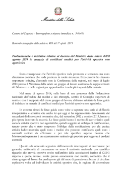 Problematiche e iniziative relative al decreto del Ministro della