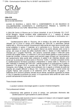 CRA - Comunicazioni Generali Prot. N. 0015071 del 03/04/2015