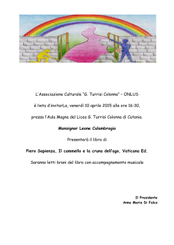 ONLUS è lieta d`invitarLa, venerdì 10 aprile 2015 alle ore 16:30, pr