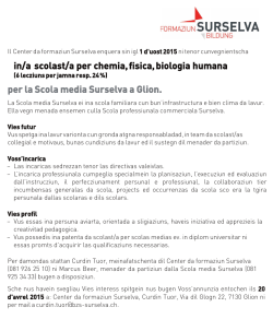 in/a scolast/a per chemia, fisica, biologia humana per la Scola