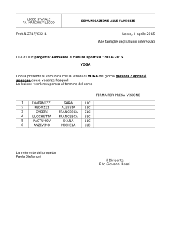 AVVISO sospensione YOGA 2014-2015