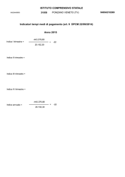 Indicatori tempi medi di pagamento (art. 9 DPCM 22/09/2014) Anno