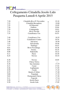 servizio Cittadella - Jesolo Pasquetta
