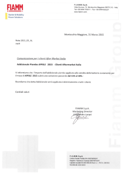 Leggi la Comunicazione relativa all`Addizionale Piombo