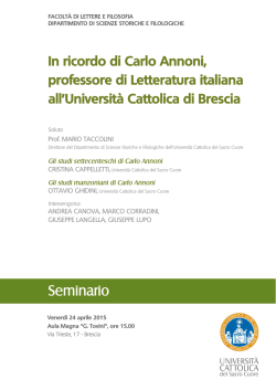 La locandina - Università Cattolica del Sacro Cuore