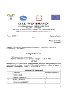 GRADUATORIA PROVVISORIA per il reclutamento degli ESPERTI