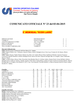 Calcio a 5 - Comunicato Ufficiale N. 23/2014-2015