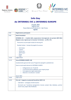 Info Day da INTERREG IVC a INTERREG EUROPE