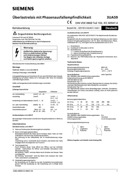 eberlastrelais mit Phasenausfallempfindlichkeit 3UA59