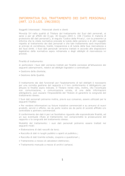Informativa sul trattamento dati