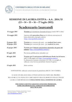 Scadenzario laureandi - Scienze Politiche, Economiche e Sociali