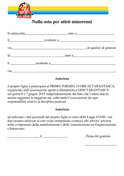 Nulla osta per atleti minorenni