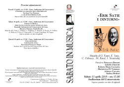 Erik Satie e dintorni Sabato 11 aprile, ore 17:00 Francesco Bussani
