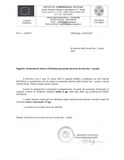 Decreto di pubblicazione e graduatoria interna d