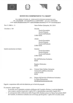 ISTITUTO COMPRENSIVO &ldquo;F. CRISPI&rdquo; - ai genitori: comunicato del
