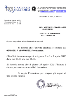 2015-03-28 SOSPENSIONE ATTIVITA DIDATTICA FESTE PASQUALI