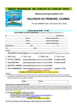 Domanda preiscrizione GREST 2015