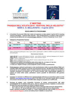 3° MEETING “PASQUA DELL`ATLETA 2015