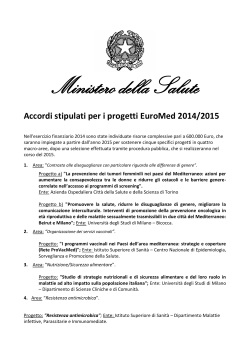 Accordi stipulati per i progetti EuroMed 2014/2015