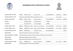 PROGRAMMA ATTIVITA` DI BASE FINO AL 16 APRILE