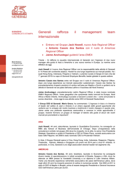 Generali rafforza il management team internazionale