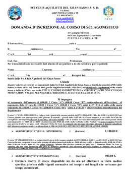 domanda d`iscrizione al corso di sci agonistico