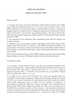 CORTE DI CASSAZIONE Sentenza 31 marzo 2015, n. 6517