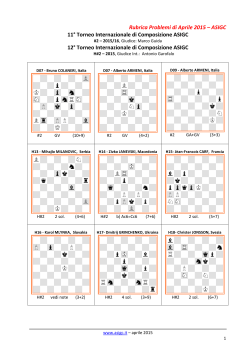 Rubrica Problemi di Aprile 2015 – ASIGC 11° Torneo Internazionale