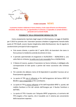 30-03-2015 news TFR mensilmente in busta paga