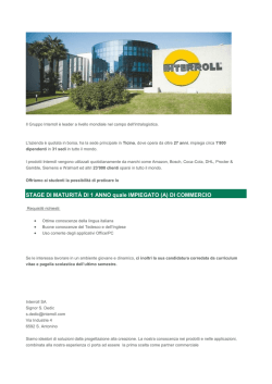 INTERROLL SA, SANT`ANTONINO / STAGE MATURIT&agrave;