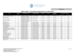 Bank of Italy - Consulting assignments at 3 April 2015
