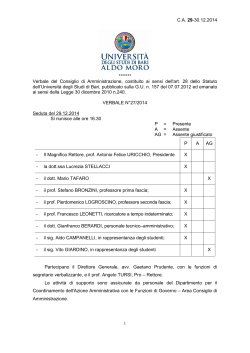 CA 29-30.12.2014 ******* Verbale del Consiglio di Amministrazione