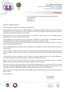 Lettera Presidente Caldana - Federazione Italiana Cuochi