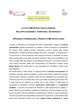 Executive Summary La CittÃ Metropolitana di Venezia Sviluppo