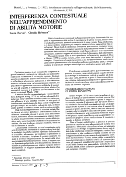 Interferenza contestuale nell`apprendimento di abilit&agrave; motorie