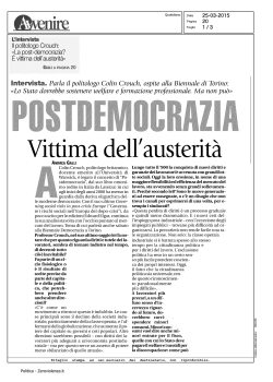 Postdemocrazia vittima dell`austerità