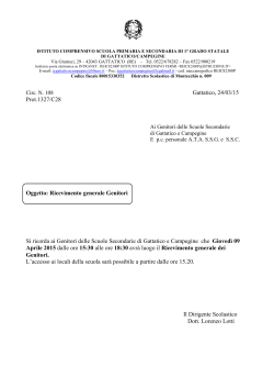 Gattatico, 24/03/15 Prot.1327/C28 Oggetto: Ricevimento generale