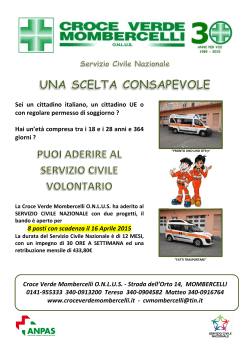 Servizio Civile Nazionale - Croce Verde Mombercelli ONLUS