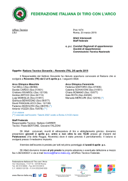 Ufficio Tecnico Prot.1474 LSc/ Roma, 23 marzo 2015 Atleti