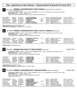 I partenti di gioved&igrave; - Ippodromo San Rossore