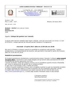 Avviso n. 139 Prot. n.1491 /C27 Brescia, 26 marzo